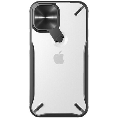 NILLKIN CYCLOPS műanyag hátlapvédő telefontok (közepesen ütésálló, légpárnás sarok, kameravédő, kitámasztó), Fekete [Apple iPhone 12 Pro Max]