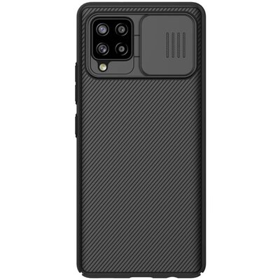 Nillkin Camshield szilikon hátlapvédő telefontok (közepesen ütésálló, műanyag hátlap, kamera védelem, csíkos), Fekete [Samsung Galaxy A42 5G (SM-A425F)]