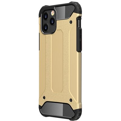 Defender műanyag hátlapvédő telefontok (közepesen ütésálló, légpárnás sarok, szilikon belső, fémhatás), Arany [Apple iPhone 12, Apple iPhone 12 Pro]