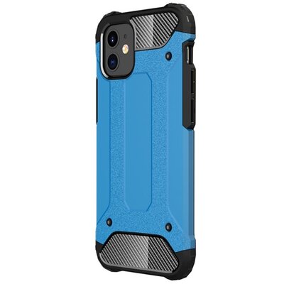 Defender műanyag hátlapvédő telefontok (közepesen ütésálló, légpárnás sarok, szilikon belső, fémhatás), Világoskék [Apple iPhone 12 mini]