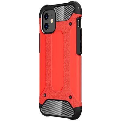 Defender műanyag hátlapvédő telefontok (közepesen ütésálló, légpárnás sarok, szilikon belső, fémhatás), Piros [Apple iPhone 12 mini]