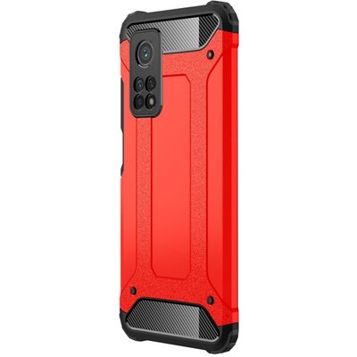 Defender műanyag hátlapvédő telefontok (közepesen ütésálló, légpárnás sarok, szilikon belső, fémhatás), Piros [Xiaomi Mi 10T Pro 5G, Xiaomi Mi 10T 5G]
