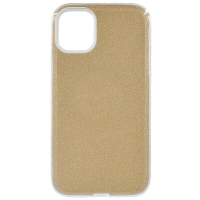 Szilikon hátlapvédő telefontok (műanyag belső, csillogó hátlap, logo kivágás), Arany [Apple iPhone 12 Pro Max]