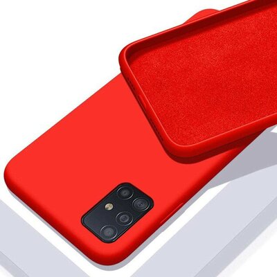 Prémium szilikon hátlapvédő telefontok, Samsung Galaxy S21 Ultra, Piros