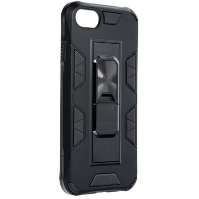 Forcell Defender műanyag+szlikon hátlapvédő telefontok, kitámasztható, erősített élek, beépített mágnes - iPhone 7 / 8 / SE 2020, Fekete