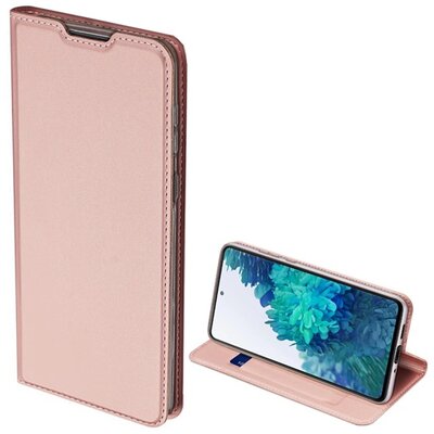 DUX DUCIS SKIN PRO telefontok álló, bőr hatású (Flip, oldalra nyíló, bankkártya tartó, asztali tartó funkció), Rosegold [Samsung Galaxy S20 FE (SM-G780)]