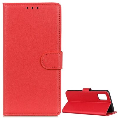 Telefontok álló, bőr hatású (Flip, oldalra nyíló, asztali tartó funkció), Piros [LG K52]