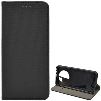 Telefontok álló, bőr hatású (Flip, oldalra nyíló, asztali tartó funkció, rombusz minta), Fekete [Huawei Mate 40 Pro]