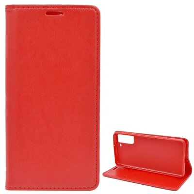 Telefontok álló, bőr hatású (Flip, oldalra nyíló, asztali tartó funkció), Piros [Samsung Galaxy S21+ Plus (SM-G996) 5G]