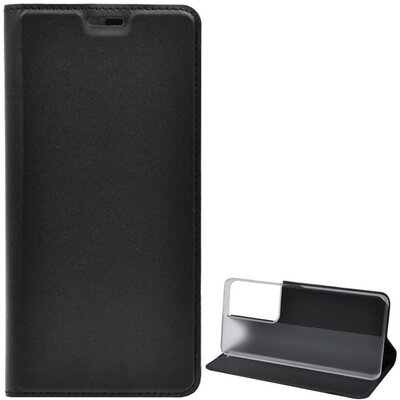 Telefontok álló, bőr hatású (Flip, oldalra nyíló, asztali tartó funkció), Fekete [Samsung Galaxy S21 Ultra (SM-G998) 5G]