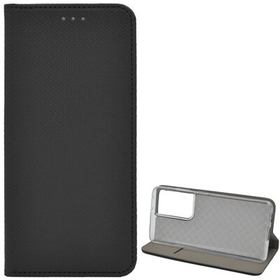 Telefontok álló, bőr hatású (Flip, oldalra nyíló, asztali tartó funkció, rombusz minta), Fekete [Samsung Galaxy S21 Ultra (SM-G998) 5G]
