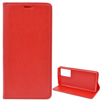Telefontok álló, bőr hatású (Flip, oldalra nyíló, asztali tartó funkció), Piros [Samsung Galaxy S21 Ultra (SM-G998) 5G]