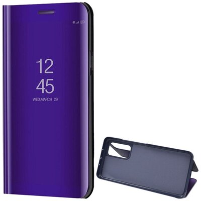 Telefontok álló (aktív flip, oldalra nyíló, asztali tartó funkció, tükrös felület, Mirror View Case), Lila [Xiaomi Mi 10T 5G, Xiaomi Mi 10T Pro 5G]