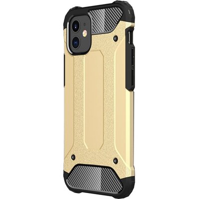 Defender műanyag hátlapvédő telefontok (közepesen ütésálló, légpárnás sarok, szilikon belső, fémhatás), Arany [Apple iPhone 12 mini]