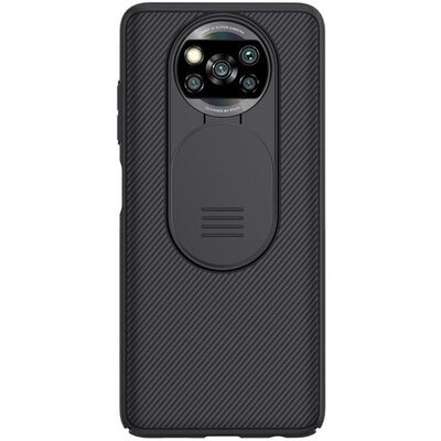 Nillkin Camshield műanyag hátapvédő telefontok (szilikon keret, közepesen ütésálló, kamera védelem, csíkos), Fekete [Xiaomi Poco X3 NFC]