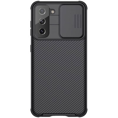 Nillkin Camshield Pro műanyag hátapvédő telefontok (szilikon keret, közepesen ütésálló, kamera védelem), Fekete [Samsung Galaxy S21 (SM-G991) 5G]