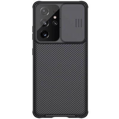 Nillkin Camshield Pro műanyag hátapvédő telefontok (szilikon keret, közepesen ütésálló, kamera védelem), Fekete [Samsung Galaxy S21 Ultra (SM-G998) 5G]