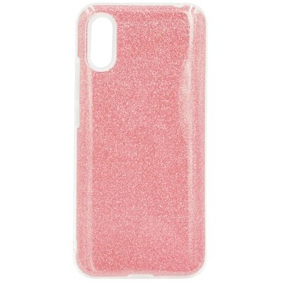 Szilikon hátlapvédő telefontok (műanyag belső, csillogó hátlap), Rózsaszín [Xiaomi Redmi 9A (Redmi 9 AT)]
