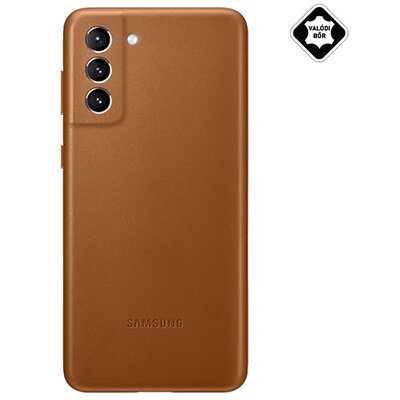 SAMSUNG EF-VG996LAEG Műanyag gyári hátlapvédő telefontok (valódi bőr hátlap), Barna [Samsung Galaxy S21+ Plus (SM-G996) 5G]