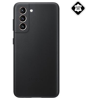 SAMSUNG EF-VG996LBEG Műanyag gyári hátlapvédő telefontok (valódi bőr hátlap), Fekete [Samsung Galaxy S21+ Plus (SM-G996) 5G]