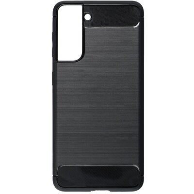 Forcell Carbon szilikon hátlapvédő telefontok, karbon mintás - Samsung Galaxy S21, Fekete