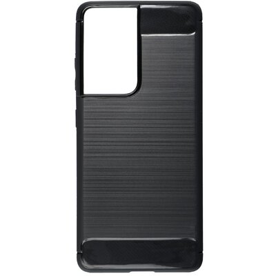 Forcell Carbon szilikon hátlapvédő telefontok, karbon mintás - Samsung Galaxy S21 Ultra, Fekete