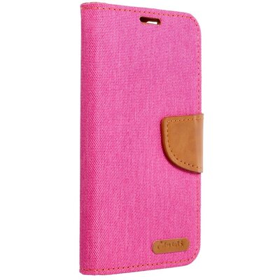 Oldalra nyíló flip telefontok, kellemes farmer hatású anyagból - Samsung Galaxy A72 (4G/5G), Rózsaszín
