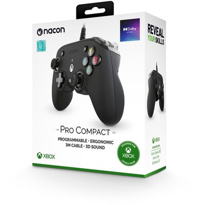 Nacon Pro Compact vezetékes kontroller fekete színben (Xbox Series S, Xbox One , PC)