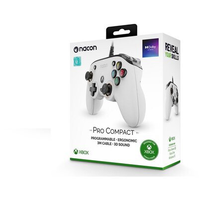 Nacon Pro Compact vezetékes kontroller fehér színben (Xbox Series S, Xbox One , PC)