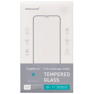 NILLKIN FOGMIRROR kijelzővédő üvegfólia (2.5D kerekített szél, full glue, karcálló, 0.33mm, 9H), Átlátszó [Apple iPhone 12 Pro Max]