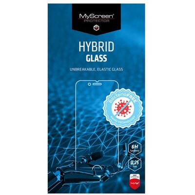 MYSCREEN DIAMOND HYBRIDGLASS BacteriaFREE kijelzővédő üvegfólia (flexibilis, antibakteriális, 3H, NEM íves), Átlátszó [Huawei P Smart (2021), Honor 10X Lite]