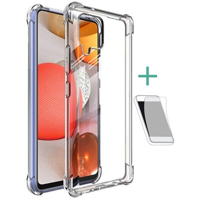 IMAK szilikon hátlapvédő telefontok (közepesen ütésálló, légpárnás sarok + kijelzővédő fólia), Átlátszó [Samsung Galaxy A42 5G (SM-A425F)]