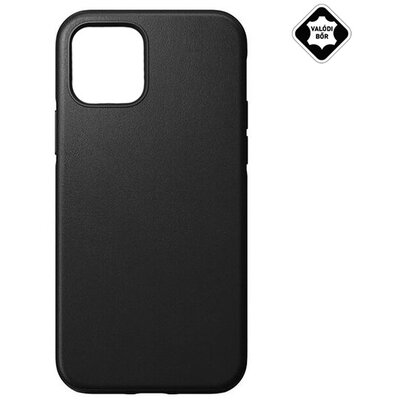 BLAUTEL SE12MB 4-OK műanyag hátlapvédő telefontok (valódi bőr hátlap, mikrofiber plüss karcolásmentesítő belső, prémium), Fekete [Apple iPhone 12 mini]