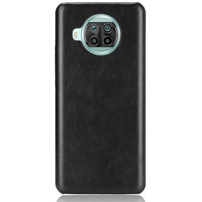 Műanyag hátlapvédő telefontok (bőr hatású bevonat), Fekete [Xiaomi Mi 10T Lite 5G]