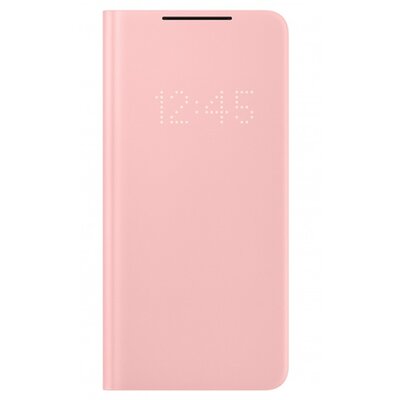 Samsung EF-NG996PPEG gyári telefontok álló (aktív flip, oldalra nyíló, bankkártya tartó, LED kijelző), Rózsaszín [Samsung Galaxy S21+ Plus (SM-G996) 5G]