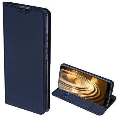 DUX DUCIS SKIN PRO telefontok álló, bőr hatású (Flip, oldalra nyíló, bankkártya tartó, asztali tartó funkció), Sötétkék [Nokia 2.4]