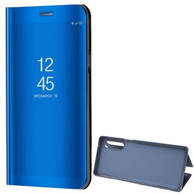 Telefontok álló (aktív flip, oldalra nyíló, asztali tartó funkció, tükrös felület, Mirror View Case), Kék [LG Velvet 5G (G900N), LG Velvet (G910E)]
