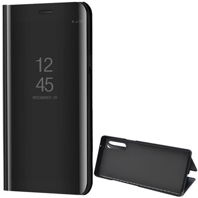 Telefontok álló (aktív flip, oldalra nyíló, asztali tartó funkció, tükrös felület, Mirror View Case), Fekete [LG Velvet 5G (G900N), LG Velvet (G910E)]