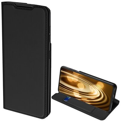 DUX DUCIS SKIN PRO telefontok álló, bőr hatású (Flip, oldalra nyíló, bankkártya tartó, asztali tartó funkció), Fekete [Samsung Galaxy S21 Ultra (SM-G998) 5G]