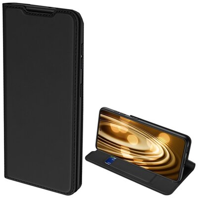 DUX DUCIS SKIN PRO telefontok álló, bőr hatású (Flip, oldalra nyíló, bankkártya tartó, asztali tartó funkció), Fekete [Samsung Galaxy S21+ Plus (SM-G996) 5G]