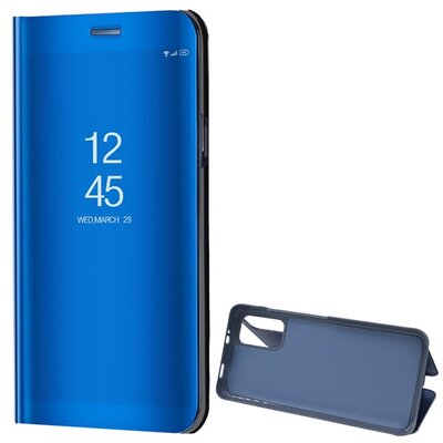 Telefontok álló (aktív flip, oldalra nyíló, asztali tartó funkció, tükrös felület, Mirror View Case), Kék [Xiaomi Poco M3]