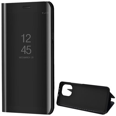 Telefontok álló (aktív flip, oldalra nyíló, asztali tartó funkció, tükrös felület, Mirror View Case), Fekete [Xiaomi Mi 11]