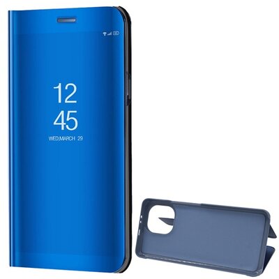 Telefontok álló (aktív flip, oldalra nyíló, asztali tartó funkció, tükrös felület, Mirror View Case), Kék [Xiaomi Mi 11]