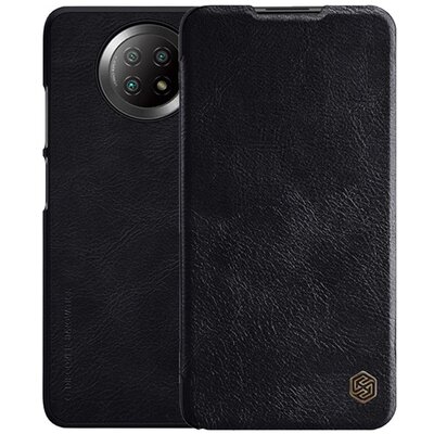 Nillkin Qin telefontok álló, bőr hatású (Flip, oldalra nyíló, bankkártya tartó), Fekete [Xiaomi Redmi Note 9 5G]