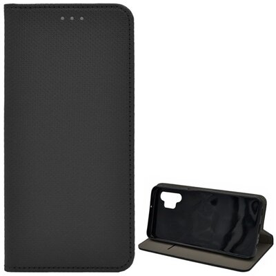 Telefontok álló, bőr hatású (Flip, oldalra nyíló, asztali tartó funkció, rombusz minta), Fekete [Samsung Galaxy A32 5G (SM-A326)]