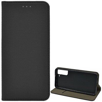 Telefontok álló, bőr hatású (Flip, oldalra nyíló, asztali tartó funkció, rombusz minta), Fekete [Samsung Galaxy S21 (SM-G991) 5G]