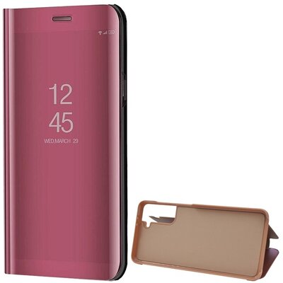Telefontok álló (aktív flip, oldalra nyíló, asztali tartó funkció, tükrös felület, Mirror View Case), Rosegold [Samsung Galaxy S21+ Plus (SM-G996) 5G]