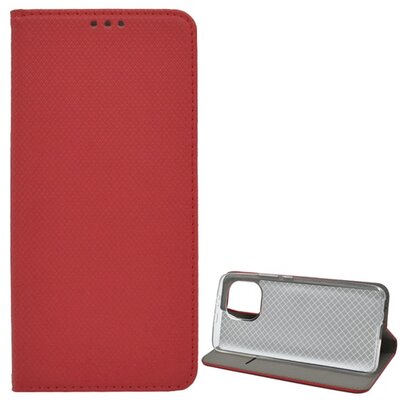 Telefontok álló, bőr hatású (Flip, oldalra nyíló, asztali tartó funkció, rombusz minta), Piros [Xiaomi Mi 11]