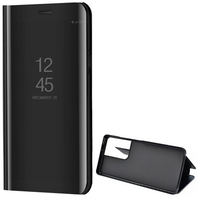 Telefontok álló (aktív flip, oldalra nyíló, asztali tartó funkció, tükrös felület, Mirror View Case), Fekete [Samsung Galaxy S21 Ultra (SM-G998) 5G]
