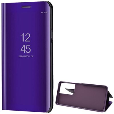 Telefontok álló (aktív flip, oldalra nyíló, asztali tartó funkció, tükrös felület, Mirror View Case), Lila [Samsung Galaxy S21 Ultra (SM-G998) 5G]